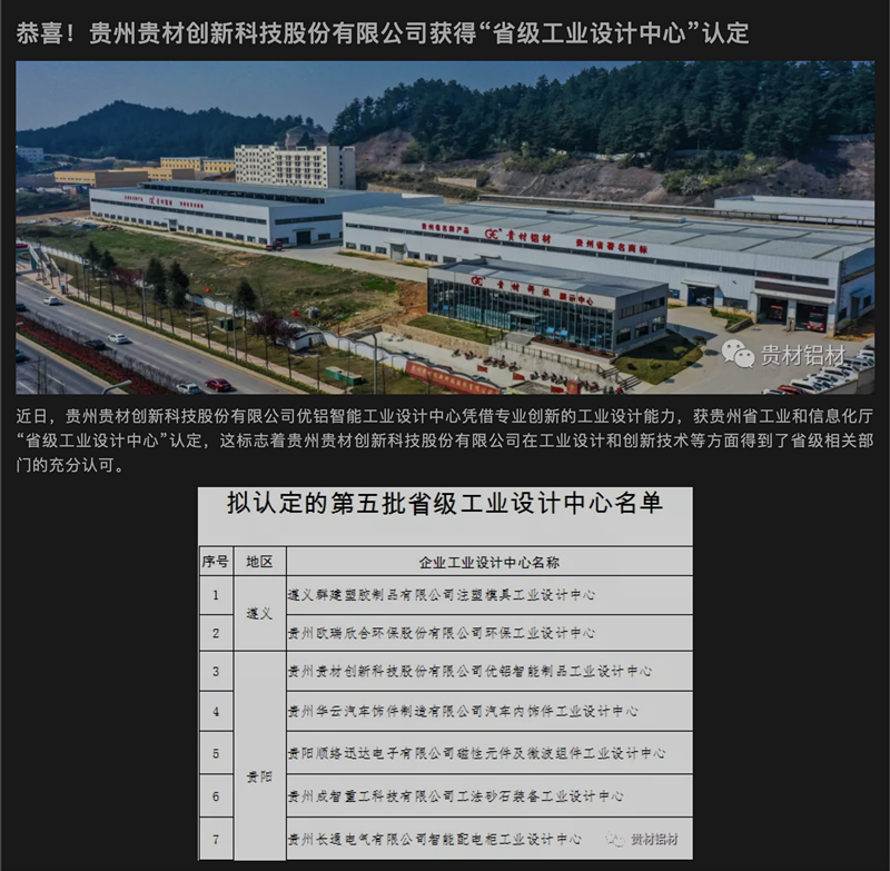 貴州省級工業設計中心認定